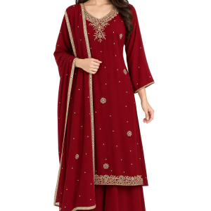 Dark Red Kurtha Surwal