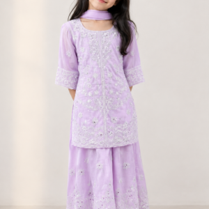 Light Lavender Pink Kurtha Surwal